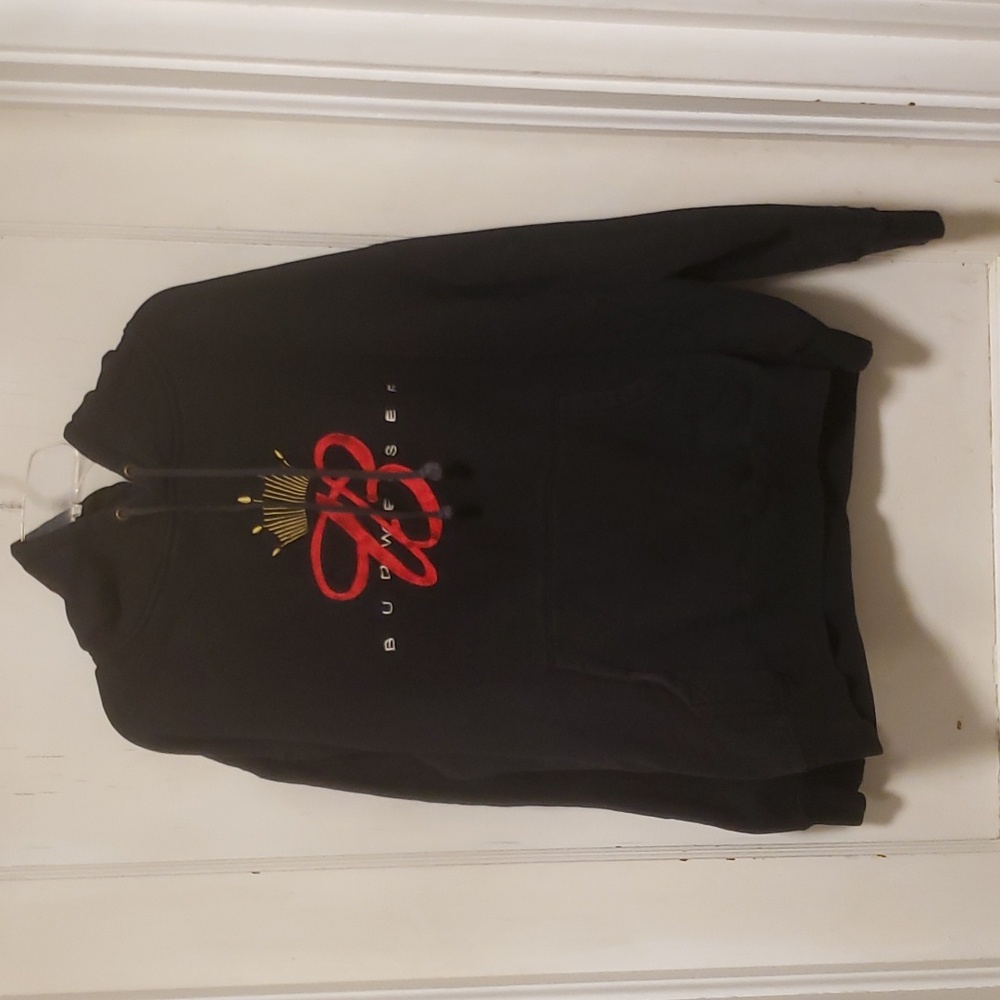 Vintage Budweiser Embroidered Black Hoodie Large
